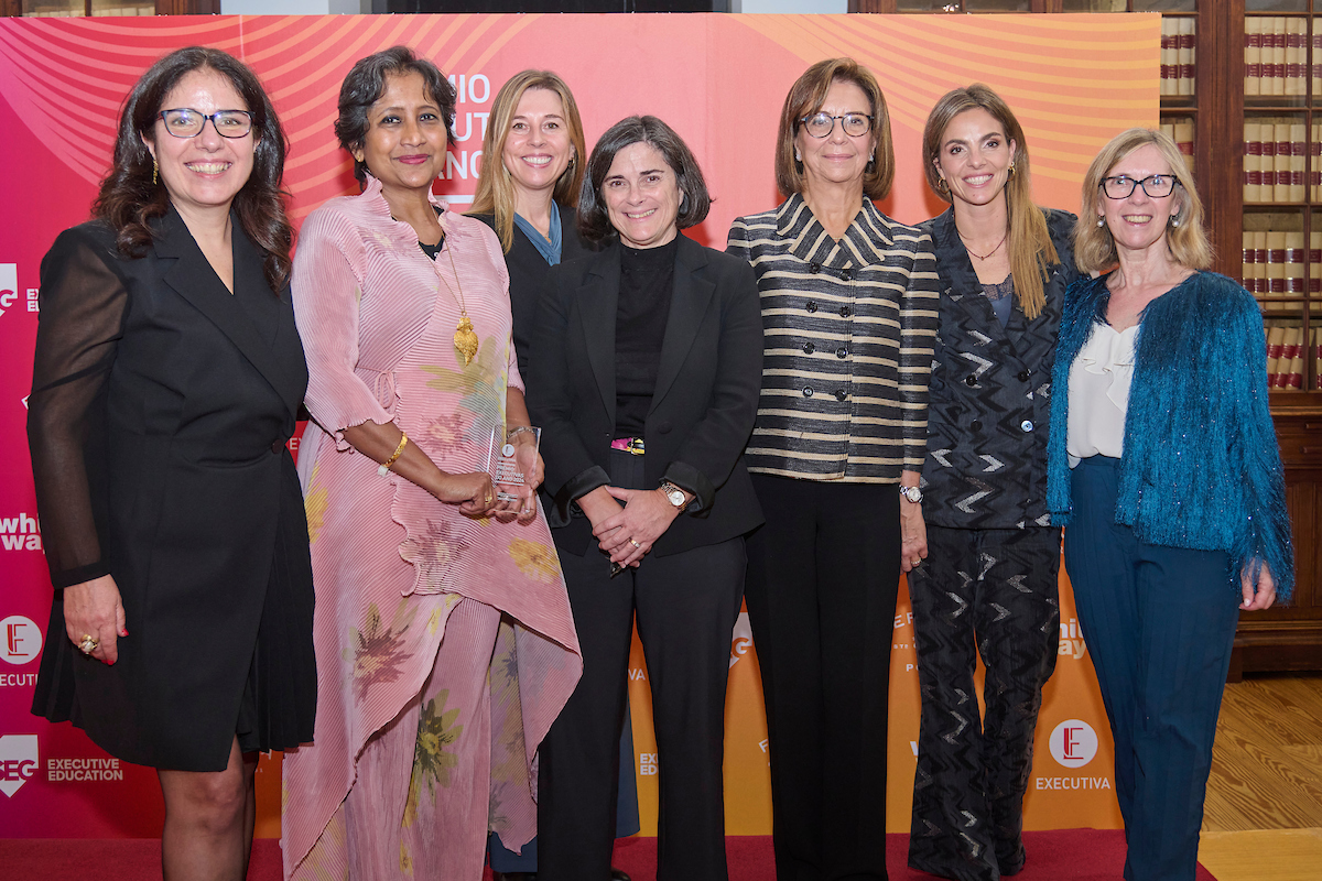 Isabel Canha, da Executiva, Chitra Stern, do Martinhal, Vera Bastos, da Sonae (em representação de Cláudia Azevedo), Isabel Vaz, da Luz Saúde, Purificação Tavares, da CGC Genetics, Ana Arié, do Grupo Capricciosa, e Maria Serina, da Executiva.